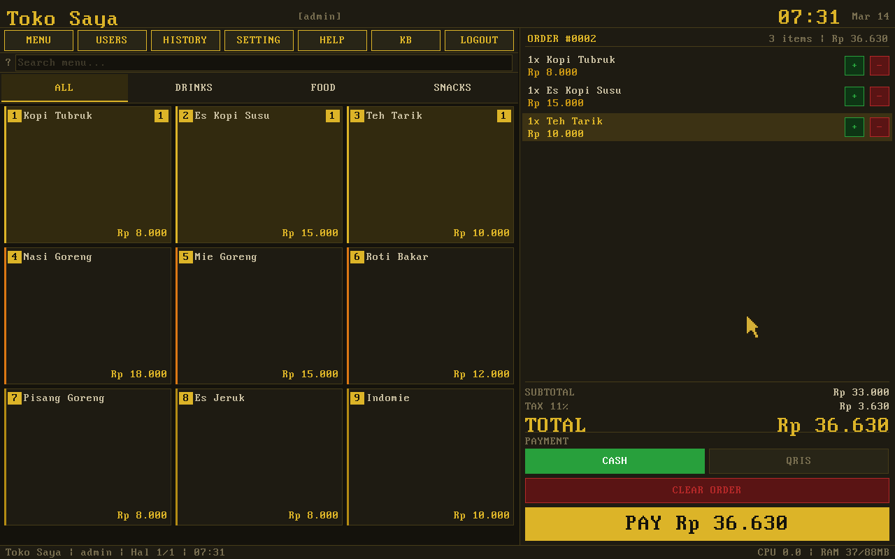 Order Screen
